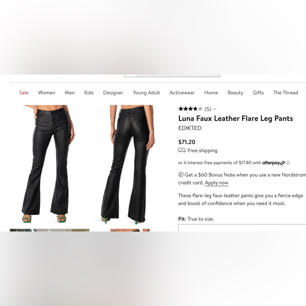 Edikited Luna Faux Leather Flare Pants